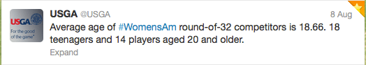 First Tweet of USGA explaining ages of remaining players