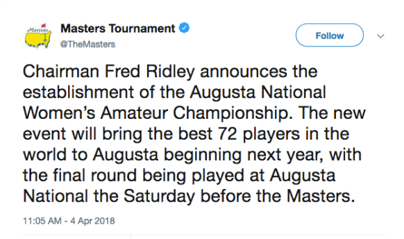 Masters Announcement on Twitter